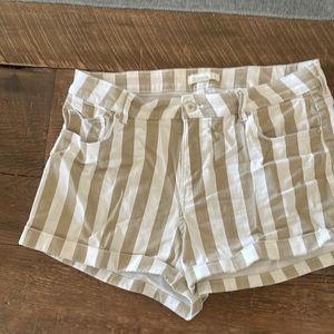 Tan and white striped shorts